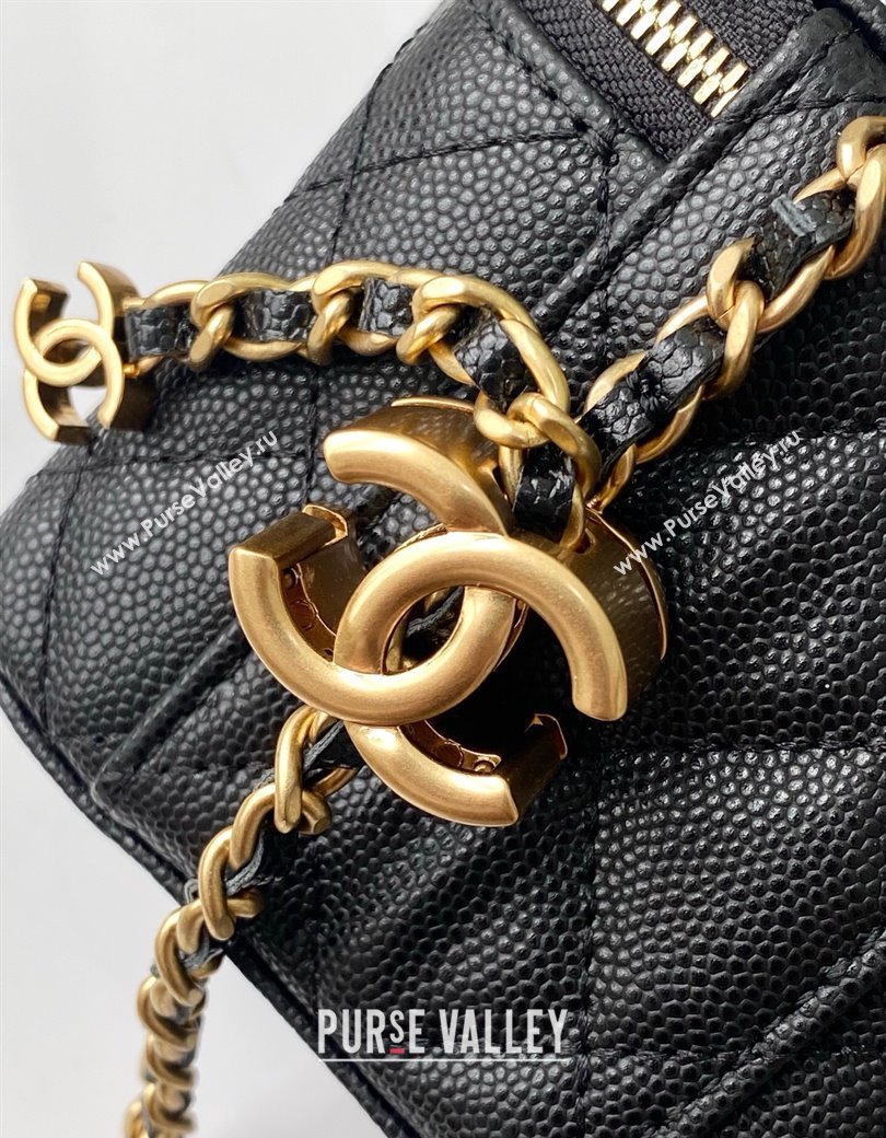 Chanel Grainy Calfskin Small Vanity with CC Chain Black 2025 AP3941 (yezi-250812105)