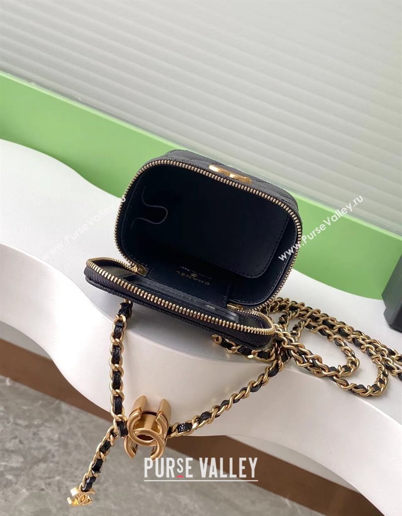 Chanel Grainy Calfskin Small Vanity with CC Chain Black 2025 AP3941 (yezi-250812105)