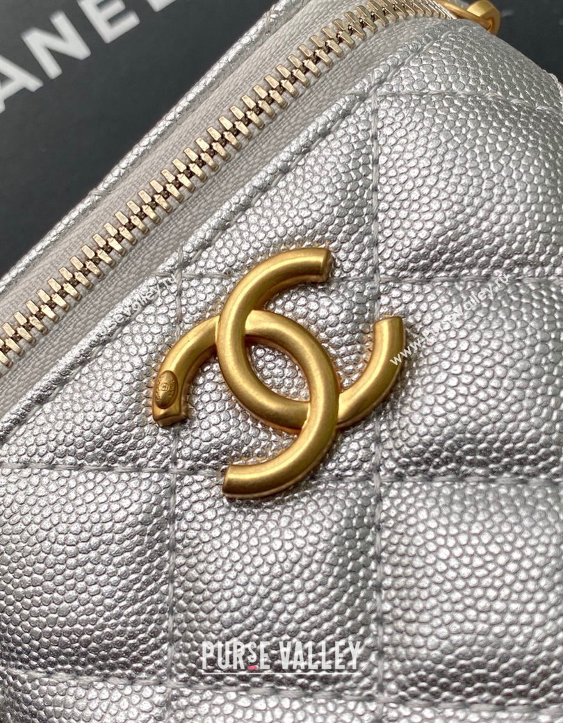 Chanel Grainy Calfskin Small Vanity with CC Chain Silver 2025 AP3941 (yezi-250812100)