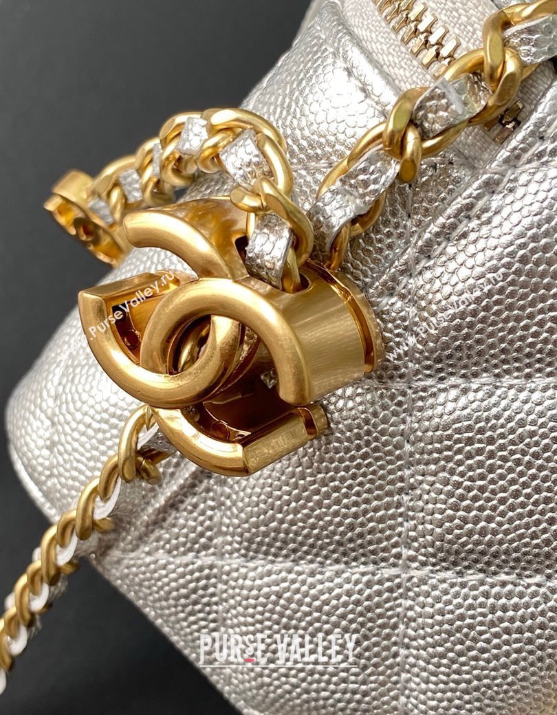 Chanel Grainy Calfskin Small Vanity with CC Chain Silver 2025 AP3941 (yezi-250812100)