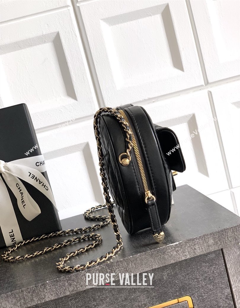 Chanel Lambskin Heart Bag Black 2025 AS5764 (yezi-250813009)