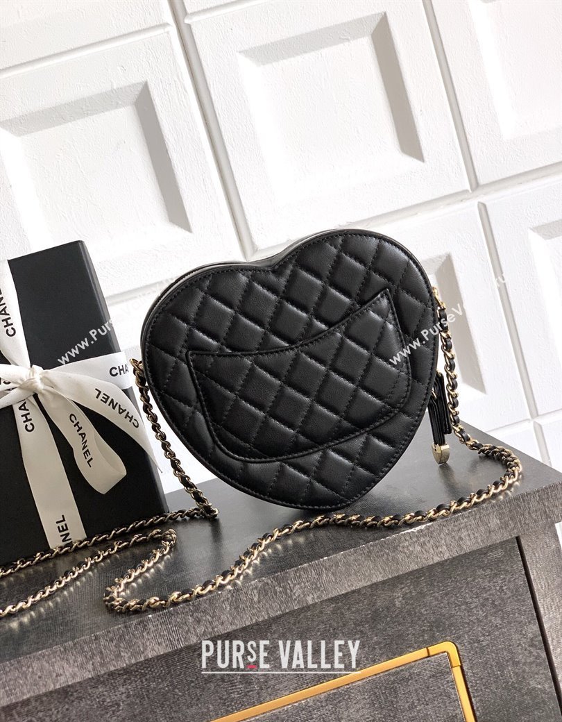 Chanel Lambskin Heart Bag Black 2025 AS5764 (yezi-250813009)