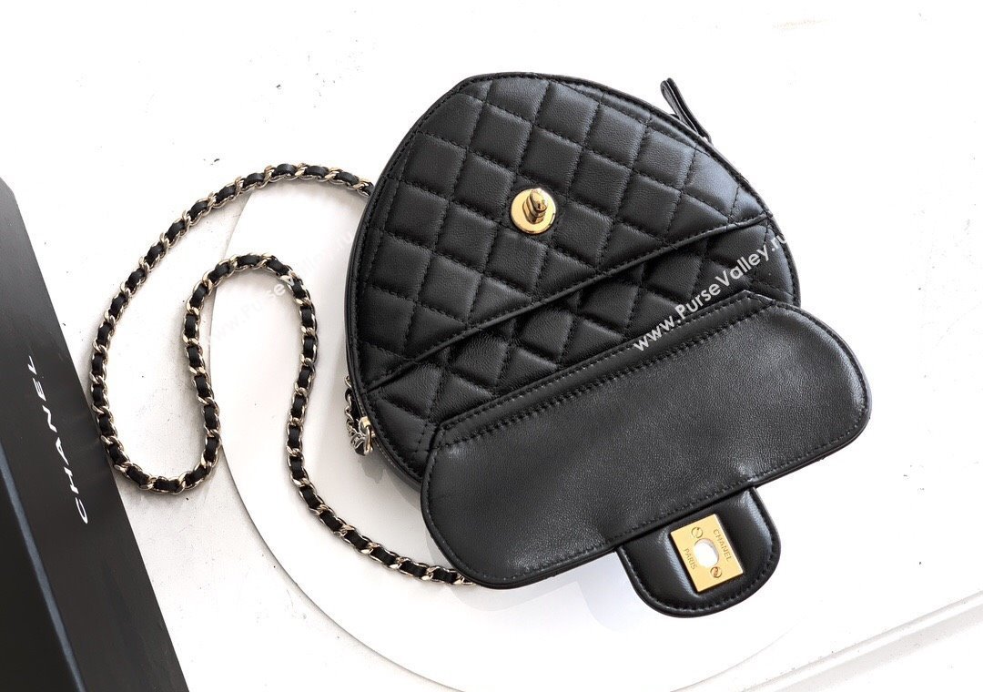 Chanel Lambskin Heart Bag Black 2025 AS5764 (yezi-250813009)