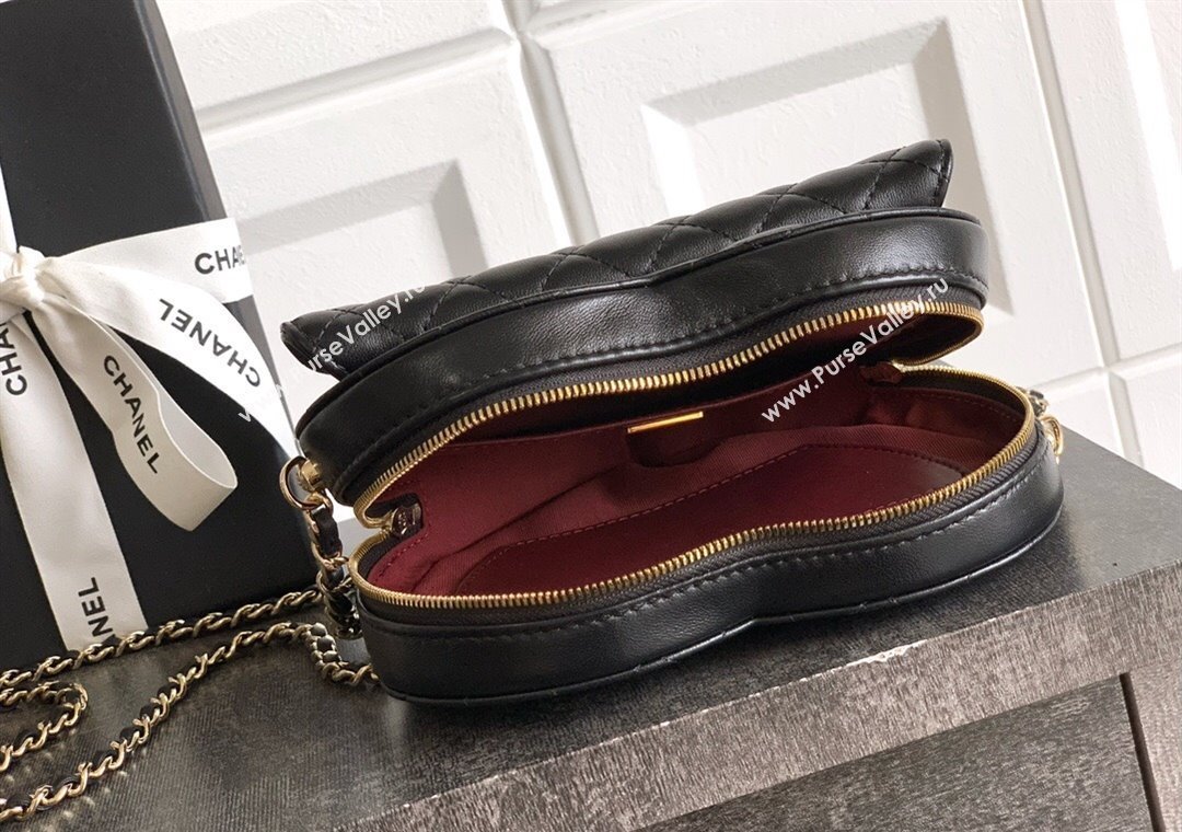 Chanel Lambskin Heart Bag Black 2025 AS5764 (yezi-250813009)