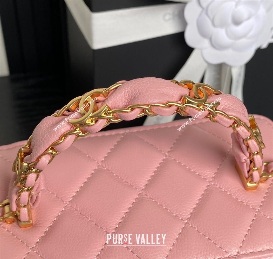 Chanel Grained Calfskin Vanity Case with Top Handle Light Pink 2025 AP4799 (yezi-250813002)