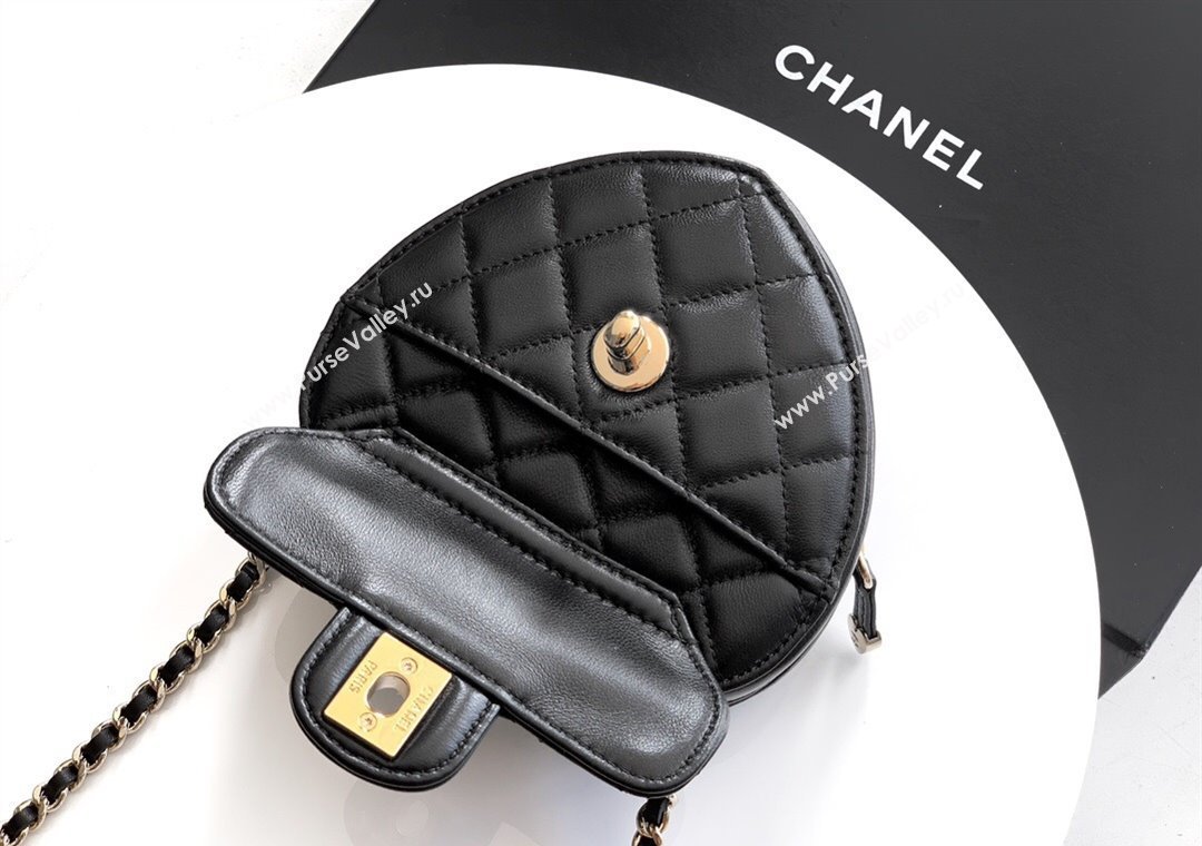 Chanel Lambskin Heart Clutch with Chain Black 2025 AP2784 (yezi-250813015)