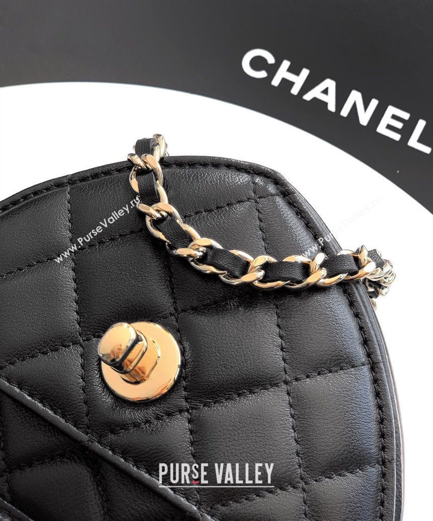 Chanel Lambskin Heart Clutch with Chain Black 2025 AP2784 (yezi-250813015)