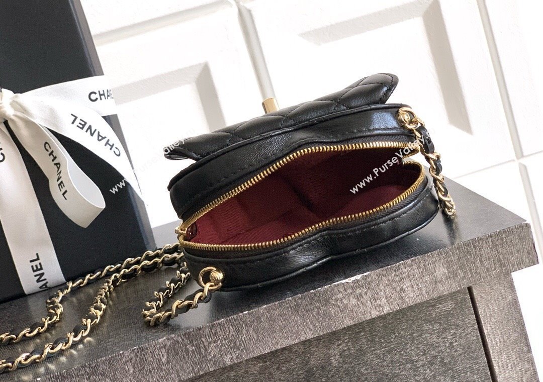 Chanel Lambskin Heart Clutch with Chain Black 2025 AP2784 (yezi-250813015)