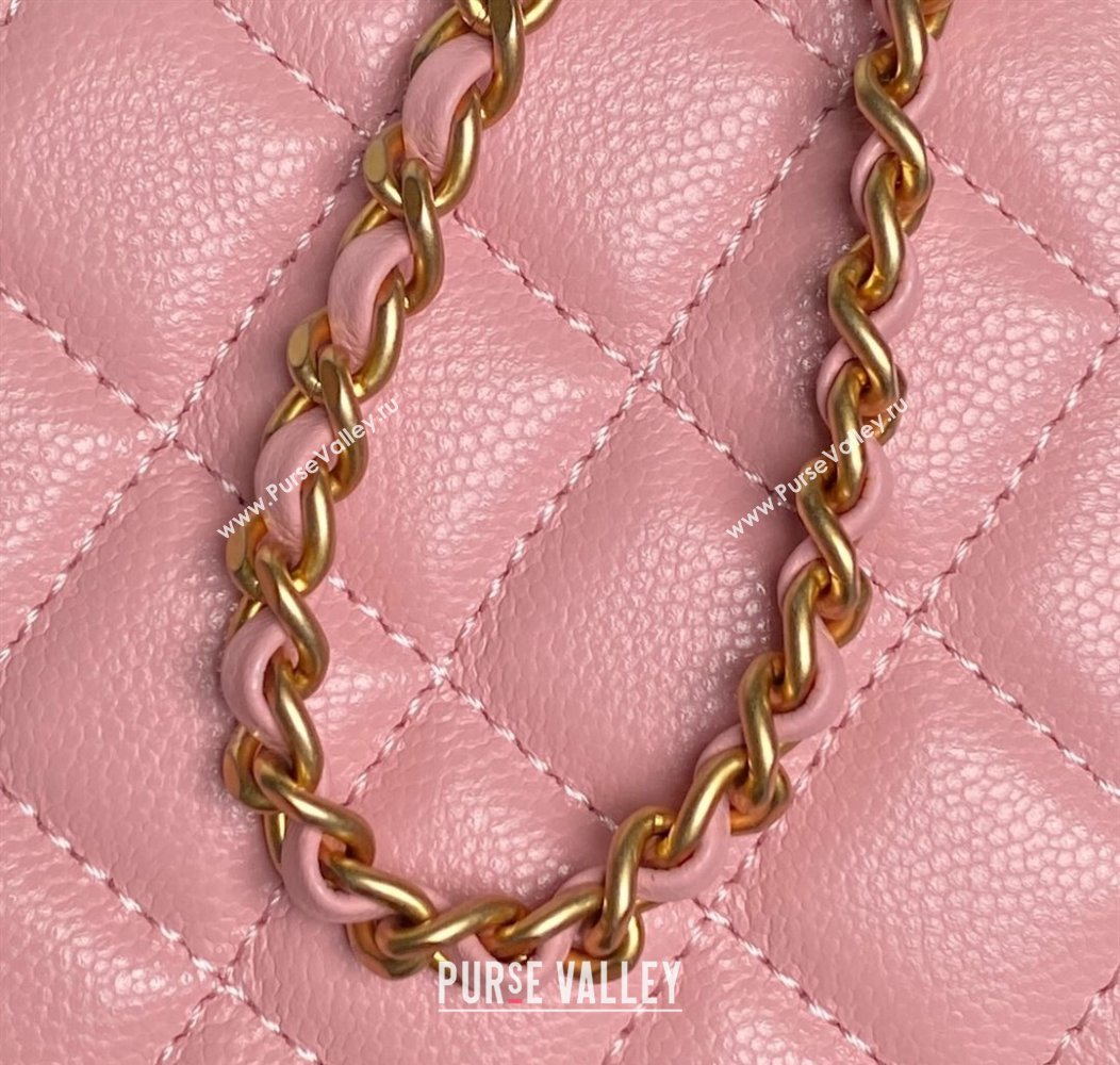Chanel Grained Calfskin Vanity Case with Top Handle Light Pink 2025 AP4799 (yezi-250813002)
