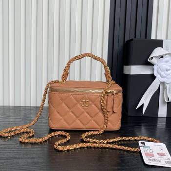 Chanel Grained Calfskin Vanity Case with Top Handle Brown 2025 AP4799 (yezi-250813003)