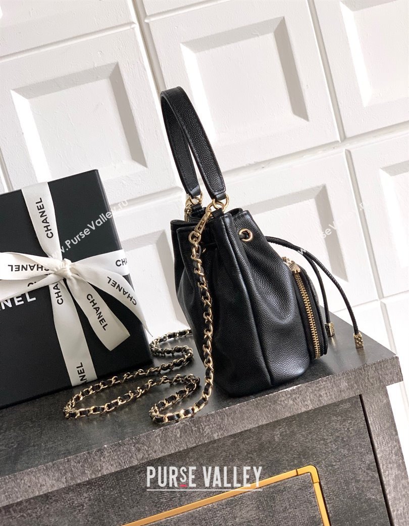 Chanel Grained Calfskin Mini Bucket Bag Black 2025 CH081301 (yezi-250813021)