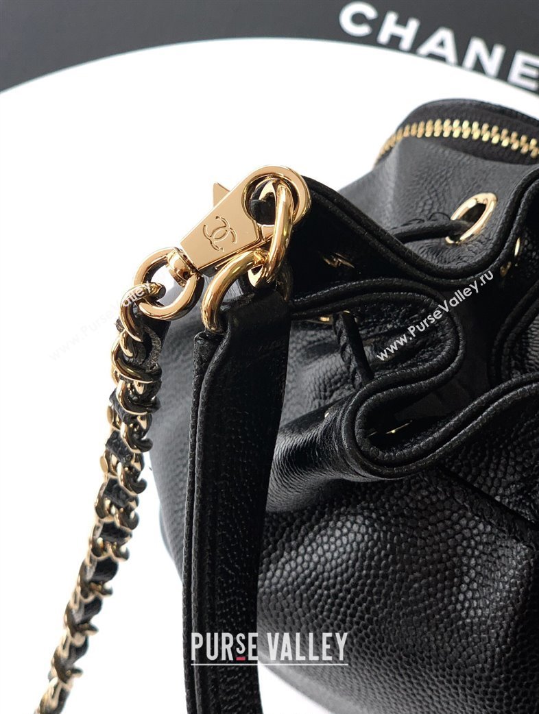 Chanel Grained Calfskin Mini Bucket Bag Black 2025 CH081301 (yezi-250813021)