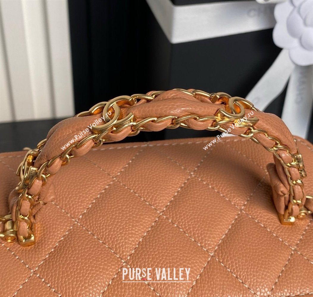 Chanel Grained Calfskin Vanity Case with Top Handle Brown 2025 AP4799 (yezi-250813003)
