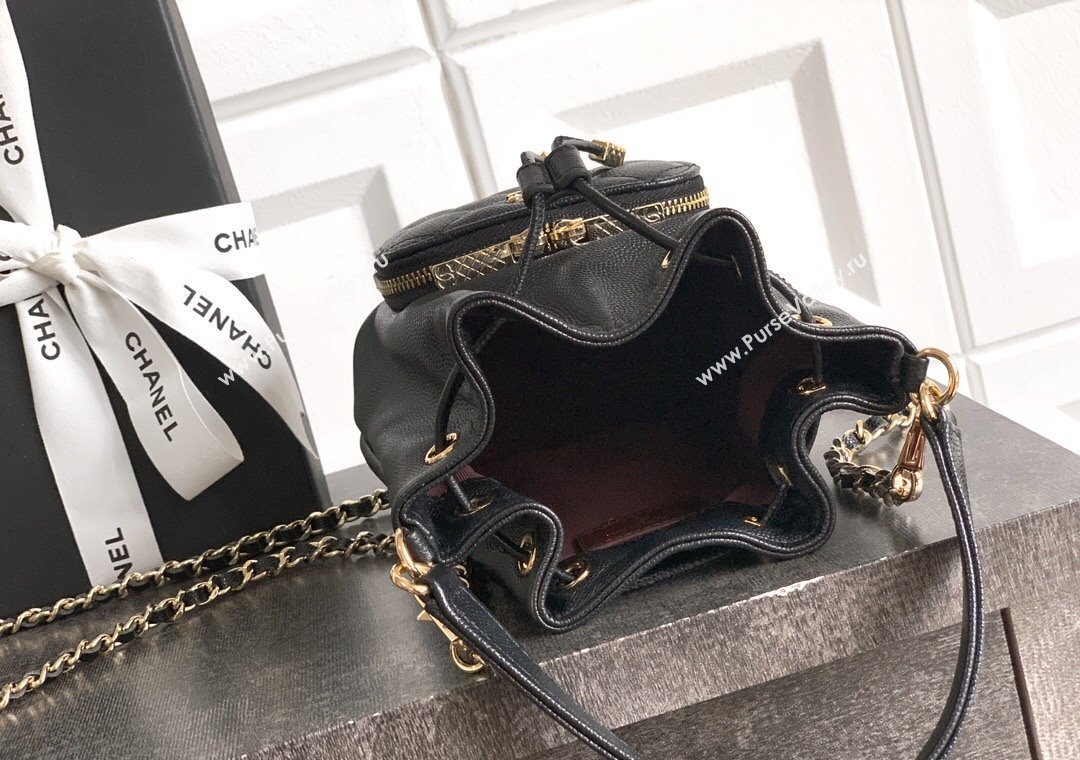 Chanel Grained Calfskin Mini Bucket Bag Black 2025 CH081301 (yezi-250813021)