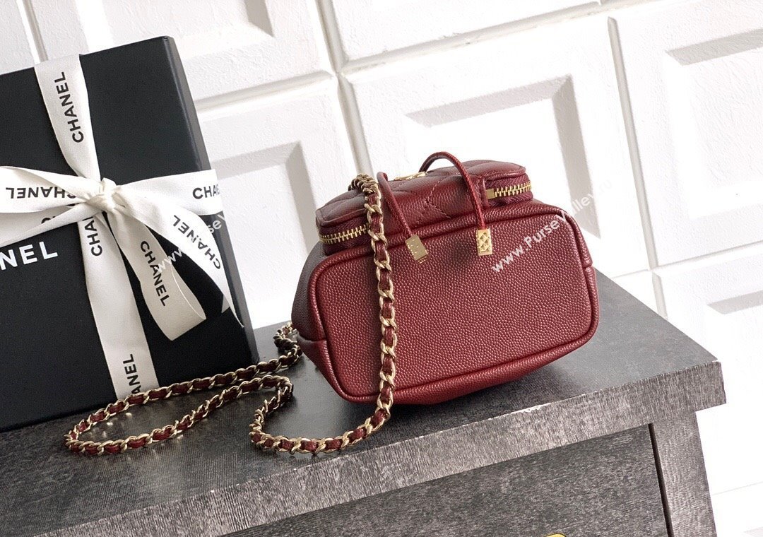 Chanel Grained Calfskin Mini Bucket Bag Burgundy 2025 CH081301 (yezi-250813022)