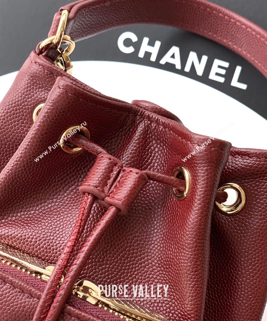 Chanel Grained Calfskin Mini Bucket Bag Burgundy 2025 CH081301 (yezi-250813022)
