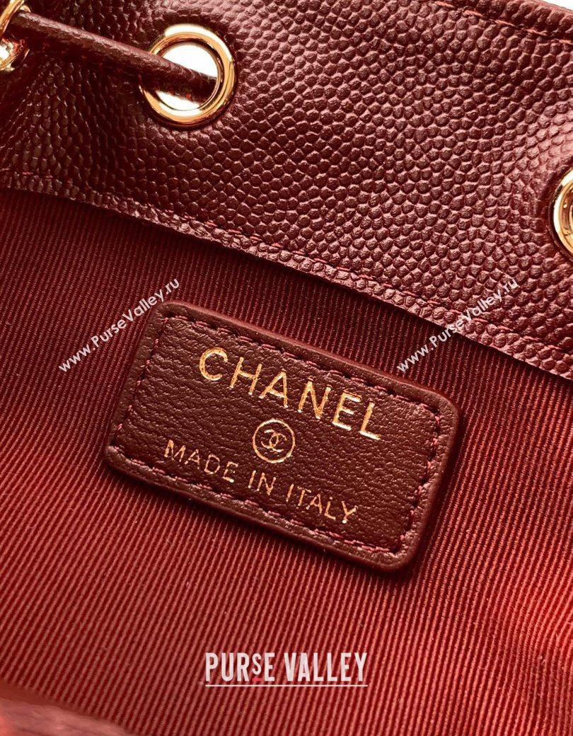Chanel Grained Calfskin Mini Bucket Bag Burgundy 2025 CH081301 (yezi-250813022)