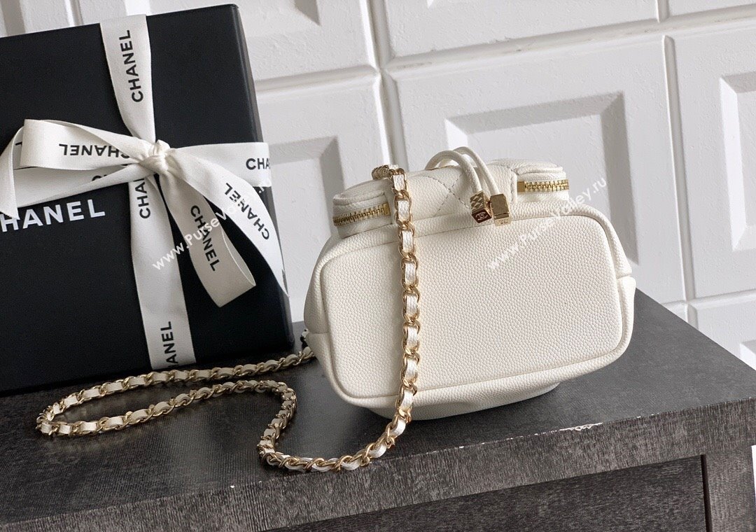 Chanel Grained Calfskin Mini Bucket Bag White 2025 CH081301 (yezi-250813023)