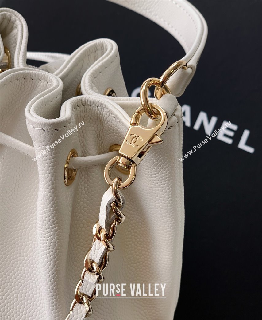 Chanel Grained Calfskin Mini Bucket Bag White 2025 CH081301 (yezi-250813023)