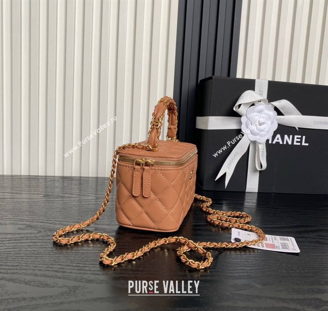 Chanel Grained Calfskin Vanity Case with Top Handle Brown 2025 AP4799 (yezi-250813003)