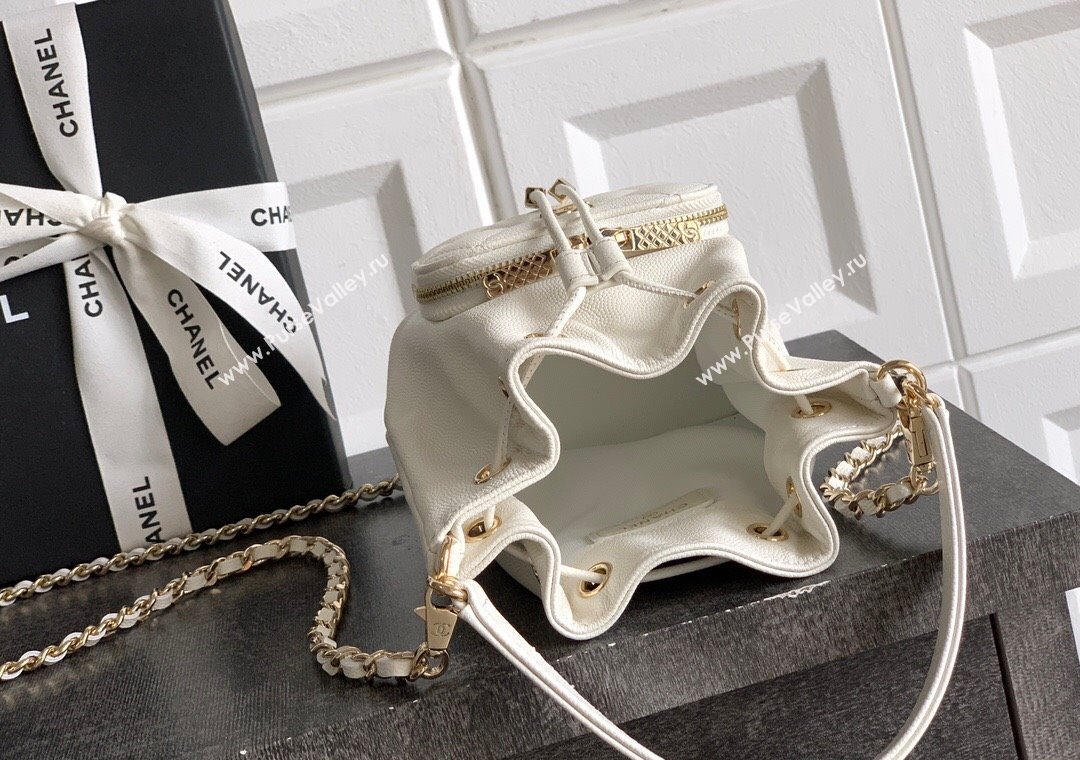 Chanel Grained Calfskin Mini Bucket Bag White 2025 CH081301 (yezi-250813023)