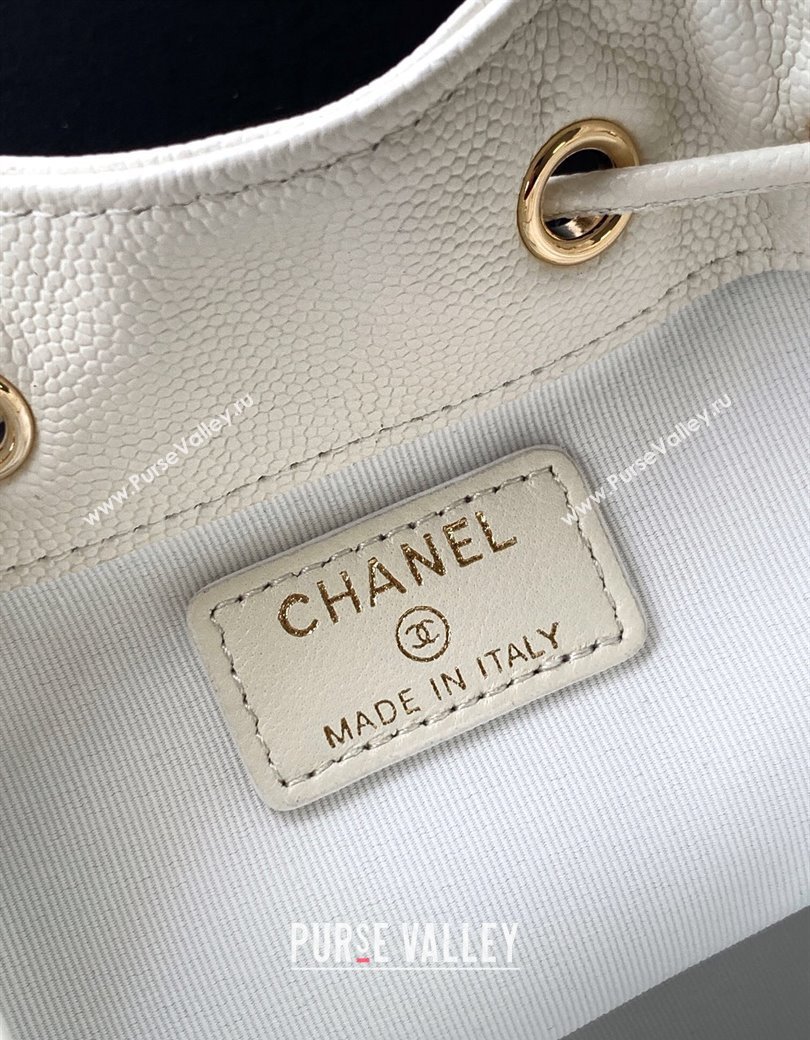 Chanel Grained Calfskin Mini Bucket Bag White 2025 CH081301 (yezi-250813023)