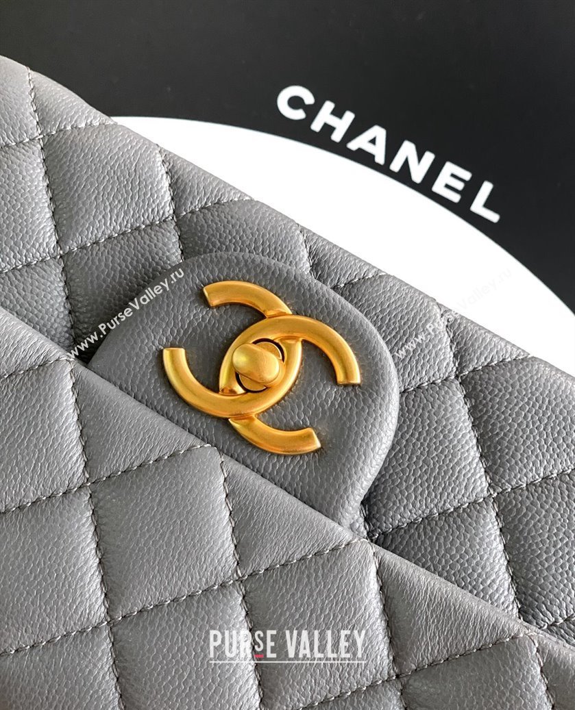 Chanel Grained Shiny Calfskin Mini Flap Bag with Top Handle and Chain AS5701 Grey 2025 (yezi-250812111)