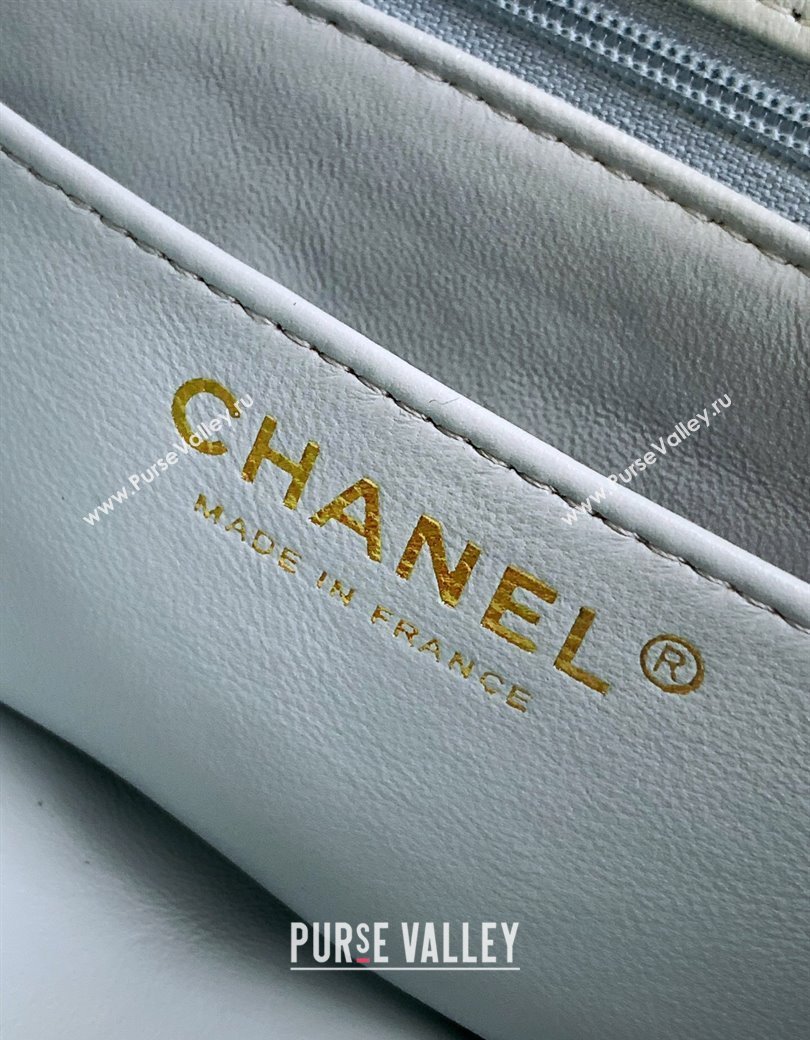 Chanel Grained Shiny Calfskin Mini Flap Bag with Top Handle and Chain AS5701 Light Blue 2025 (yezi-250812112)