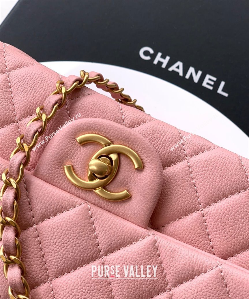 Chanel Grained Shiny Calfskin Mini Flap Bag with Top Handle and Chain AS5701 Light Pink 2025 (yezi-250812115)