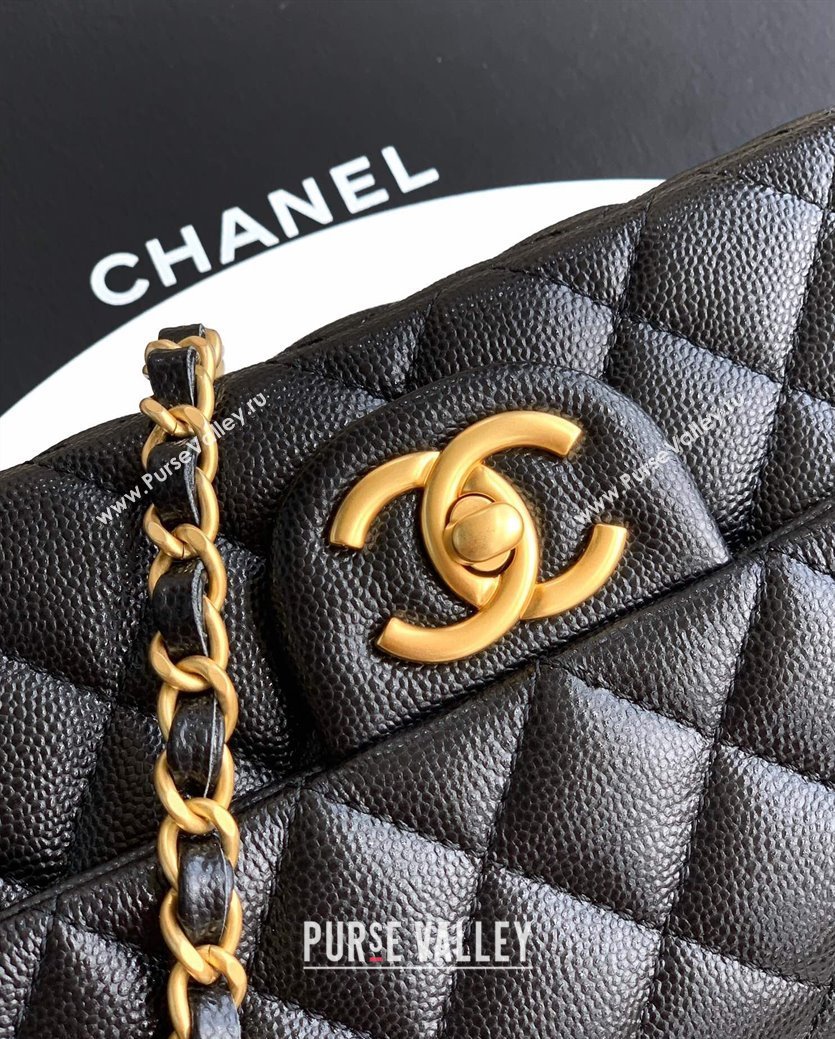 Chanel Grained Shiny Calfskin Mini Flap Bag with Top Handle and Chain AS5701 Black 2025 (yezi-250812116)