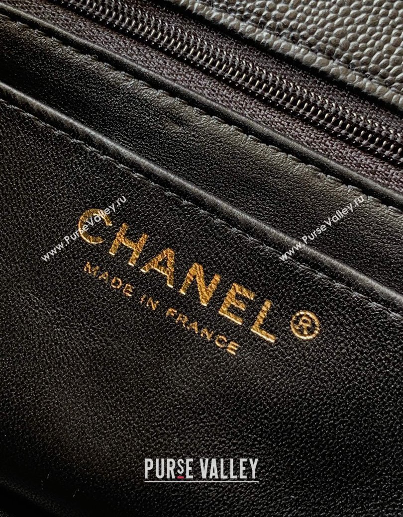 Chanel Grained Shiny Calfskin Mini Flap Bag with Top Handle and Chain AS5701 Black 2025 (yezi-250812116)