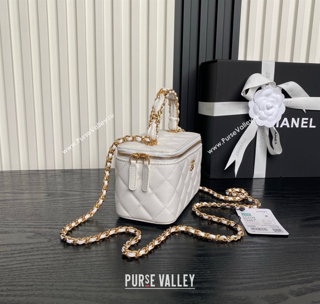 Chanel Grained Calfskin Vanity Case with Top Handle White 2025 AP4799 (yezi-250813004)