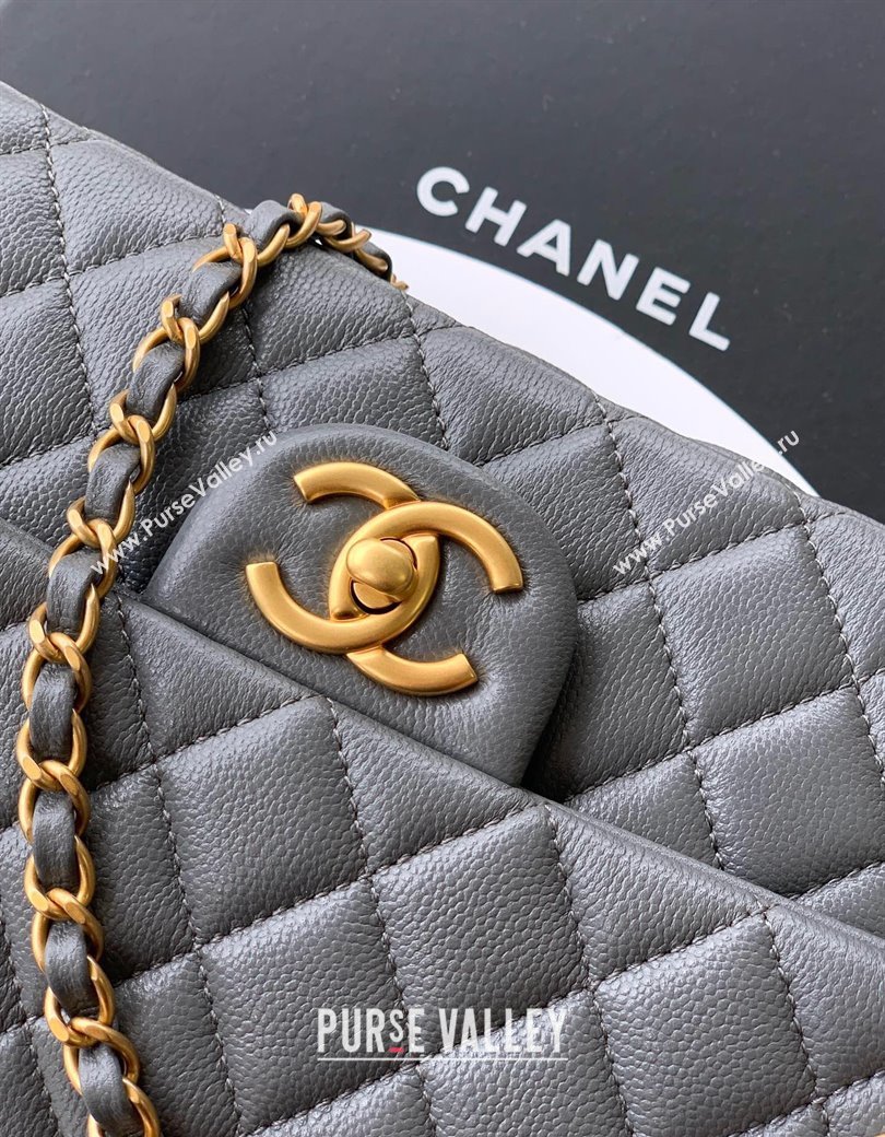 Chanel Grained Shiny Calfskin Small Flap Bag with Top Handle and Chain AS5702 Grey 2025 (yezi-250812118)