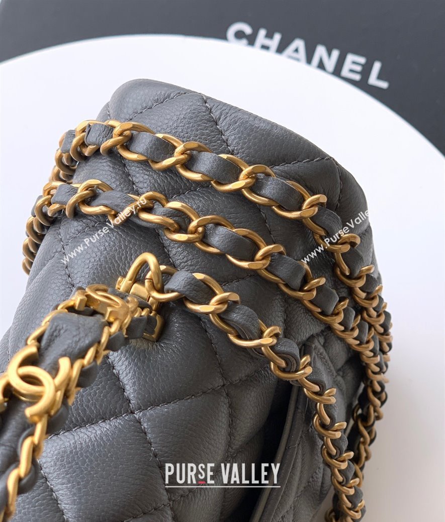 Chanel Grained Shiny Calfskin Small Flap Bag with Top Handle and Chain AS5702 Grey 2025 (yezi-250812118)