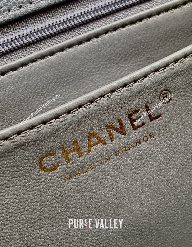 Chanel Grained Shiny Calfskin Small Flap Bag with Top Handle and Chain AS5702 Grey 2025 (yezi-250812118)