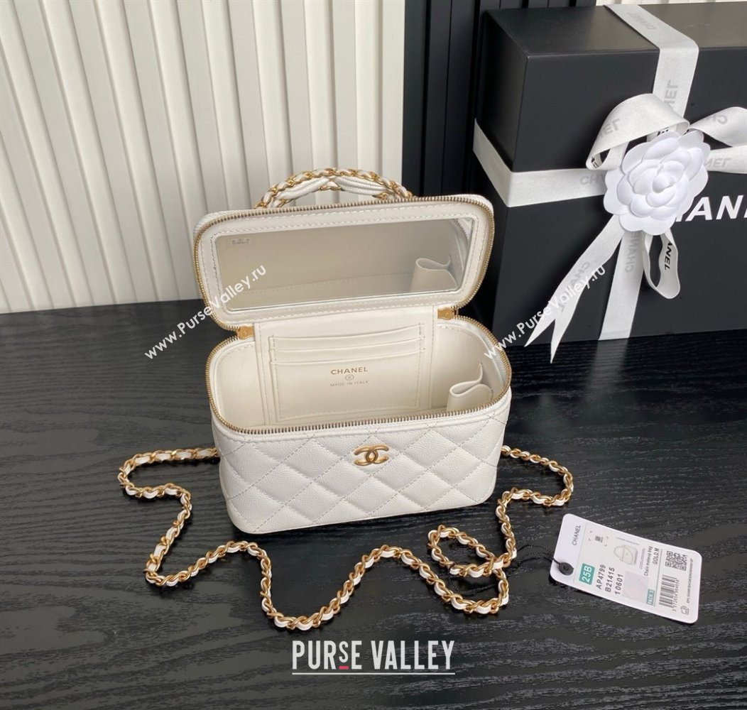 Chanel Grained Calfskin Vanity Case with Top Handle White 2025 AP4799 (yezi-250813004)