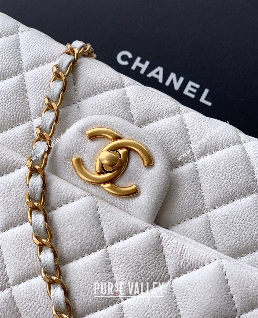 Chanel Grained Shiny Calfskin Small Flap Bag with Top Handle and Chain AS5702 White 2025 (yezi-250812120)