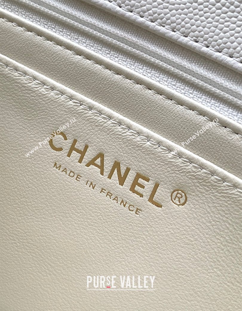 Chanel Grained Shiny Calfskin Small Flap Bag with Top Handle and Chain AS5702 White 2025 (yezi-250812120)