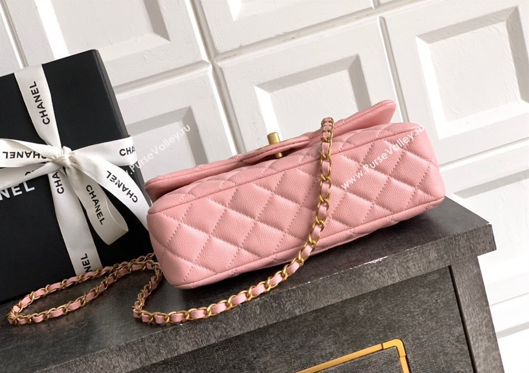 Chanel Grained Shiny Calfskin Small Flap Bag with Top Handle and Chain AS5702 Light Pink 2025 (yezi-250812122)