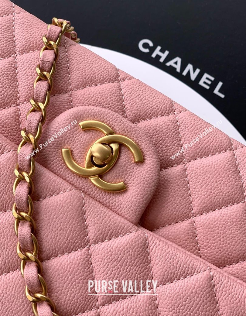 Chanel Grained Shiny Calfskin Small Flap Bag with Top Handle and Chain AS5702 Light Pink 2025 (yezi-250812122)