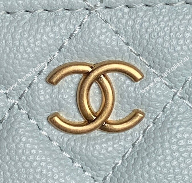 Chanel Grained Calfskin Vanity Case with Top Handle Light Blue 2025 AP4799 (yezi-250813005)
