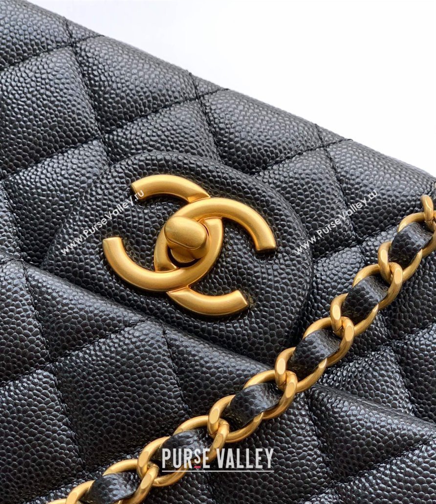 Chanel Grained Shiny Calfskin Small Flap Bag with Top Handle and Chain AS5702 Black 2025 (yezi-250812123)