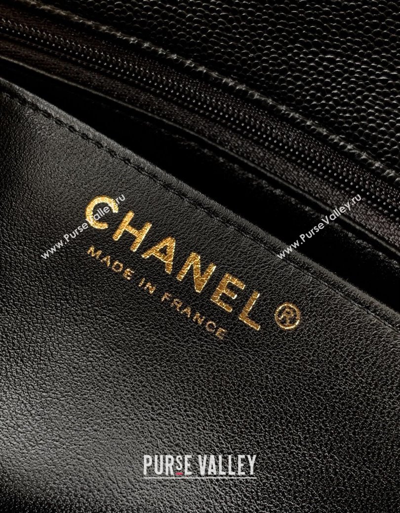 Chanel Grained Shiny Calfskin Small Flap Bag with Top Handle and Chain AS5702 Black 2025 (yezi-250812123)