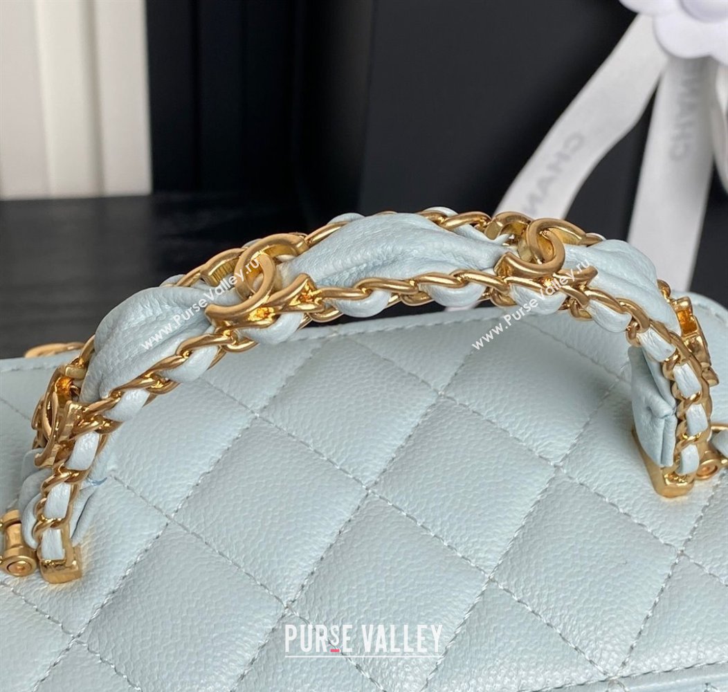 Chanel Grained Calfskin Vanity Case with Top Handle Light Blue 2025 AP4799 (yezi-250813005)