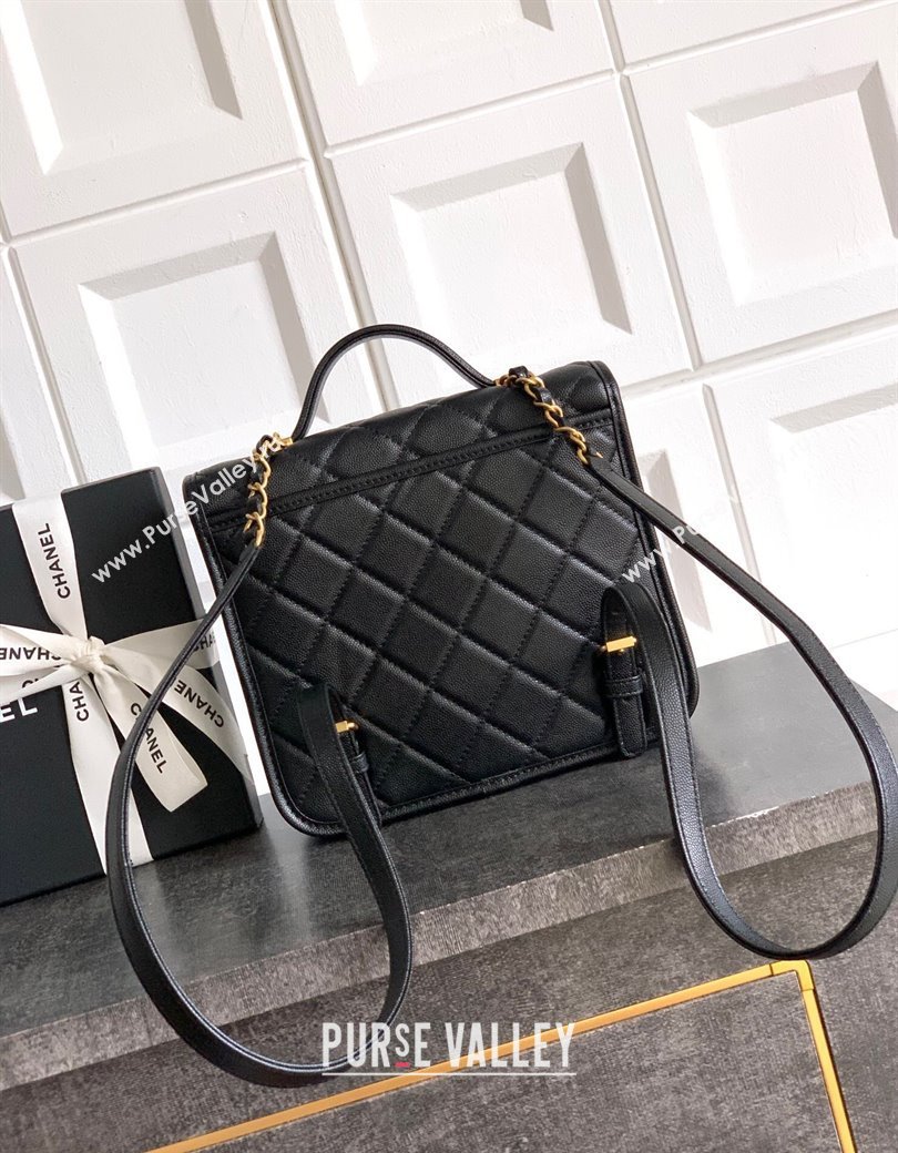 Chanel Grained Shiny Calfskin Backpack bag AS5715 Black 2025 (yezi-250813024)