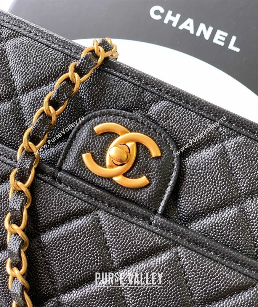 Chanel Grained Shiny Calfskin Flap Bag with Top Handle AS3653 Black 2025 (yezi-250813025)