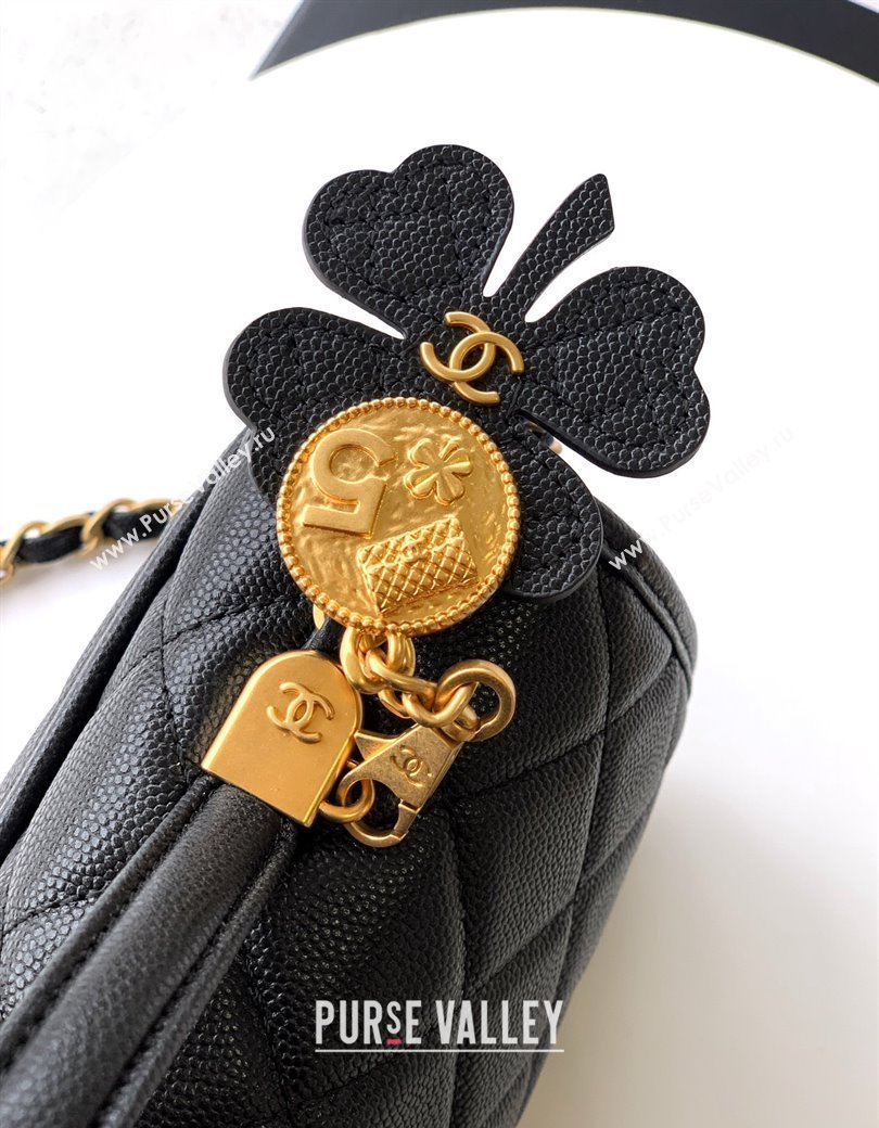 Chanel Grained Shiny Calfskin Flap Bag with Top Handle AS3653 Black 2025 (yezi-250813025)