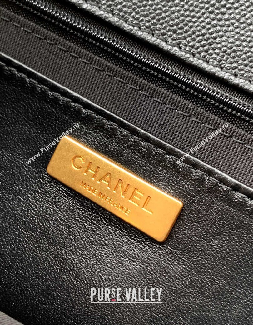 Chanel Grained Shiny Calfskin Flap Bag with Top Handle AS3653 Black 2025 (yezi-250813025)