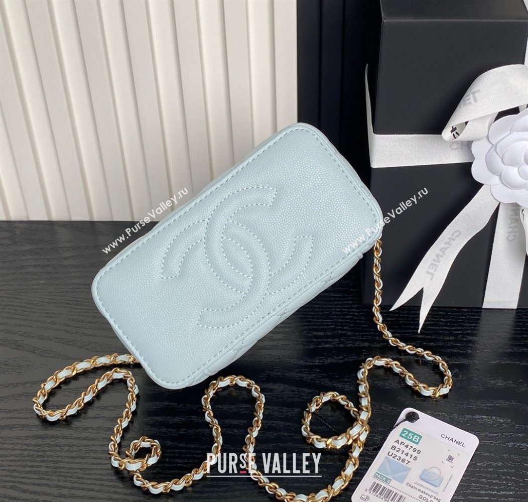 Chanel Grained Calfskin Vanity Case with Top Handle Light Blue 2025 AP4799 (yezi-250813005)