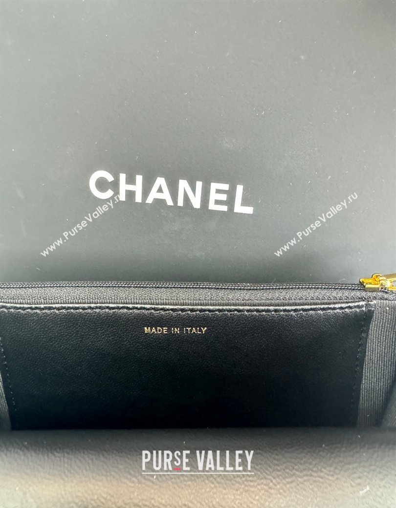 Chanel Shiny Lambskin Wallet On Chain WOC Black AP4694 2025 (yezi-250813026)